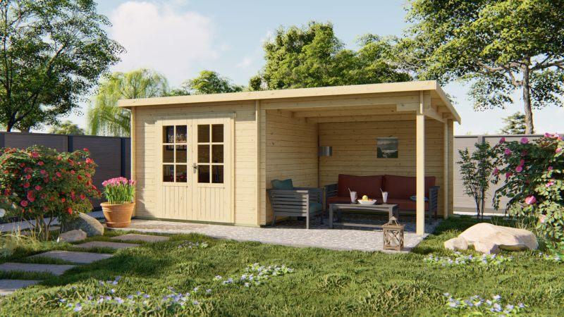 blokhut chappo groen geimpregneerd € 2350.00, Tuin en Terras, Tuinhuizen, Nieuw, Blokhut, Hout, 250 tot 500 cm, 200 tot 400 cm