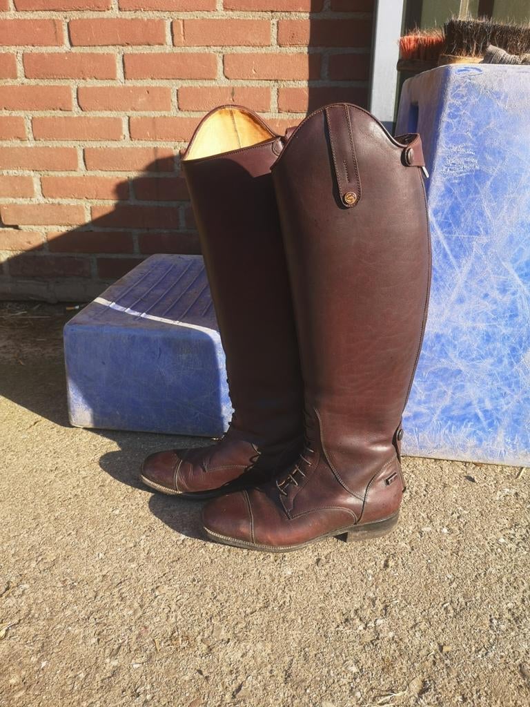 Bruine paardrij laarzen met Harry's horse tas., Dieren en Toebehoren, Ophalen, Gebruikt, Dressuur, Dames