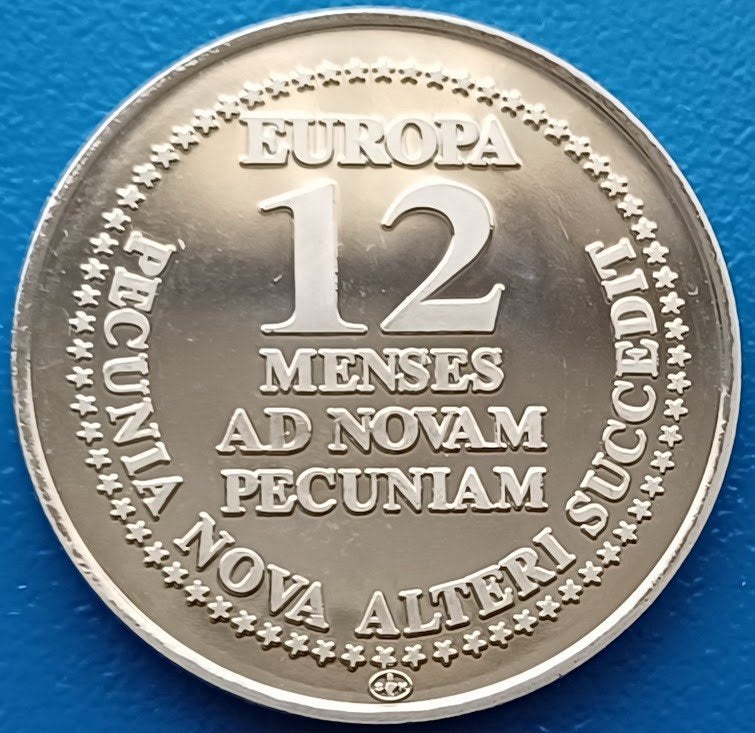 Penning Pecunia Nova Alteri Succedit Nederland 12,5 euro (b), Postzegels en Munten, Penningen en Medailles, Verzenden, Overige materialen