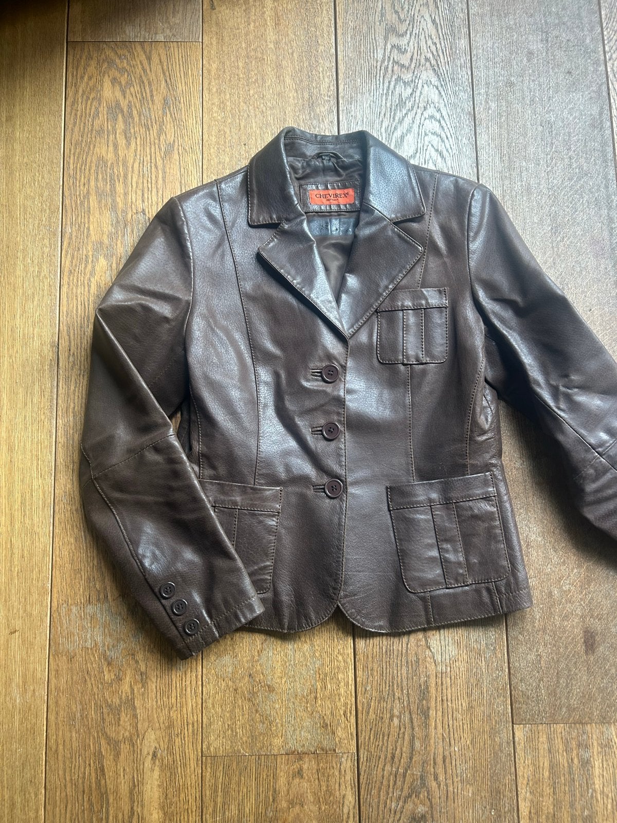 Vintage Bruine leren blazer maat 36, Kleding | Dames, Bruin, Ophalen of Verzenden, Jasje, Maat 36 (S)