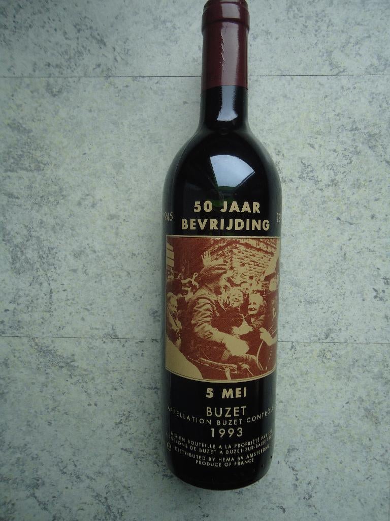 50 jaar bevrijding 1945-1995 Buzet 1993 mooie verzamelfles, Verzenden, Frankrijk, Zo goed als nieuw, Rode wijn