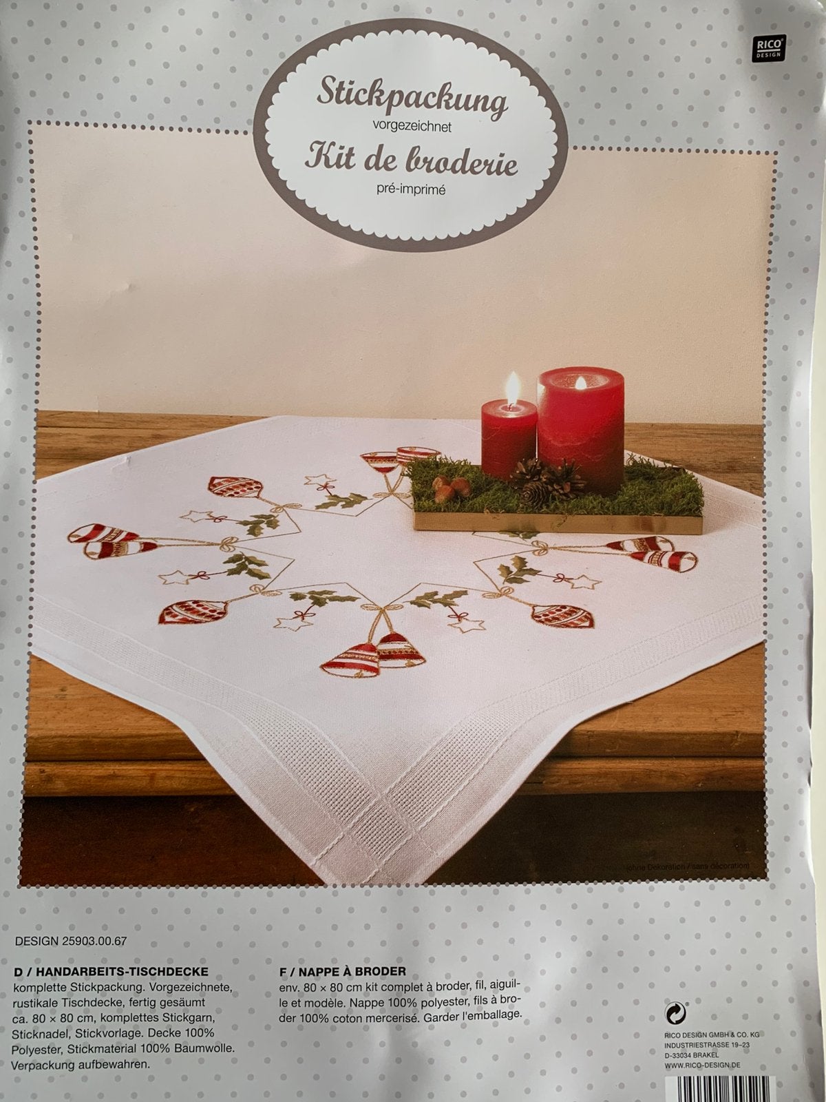 Rico voorbedrukt kerst tafelkleed, Ophalen of Verzenden, Nieuw, Handborduren, Borduurpakket