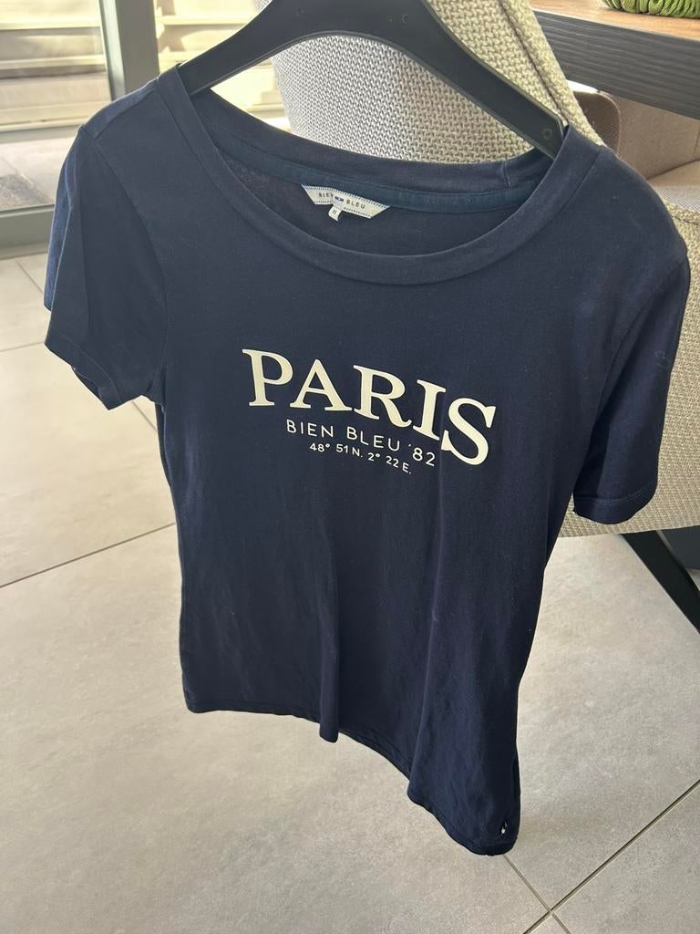 Blauw tshirt Paris maat XS, Blauw, Ophalen of Verzenden, Korte mouw, Maat 34 (XS) of kleiner