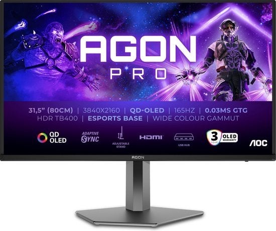 AOC AGON PRO AG326UD - 4K OLED Gaming Monitor - 165Hz