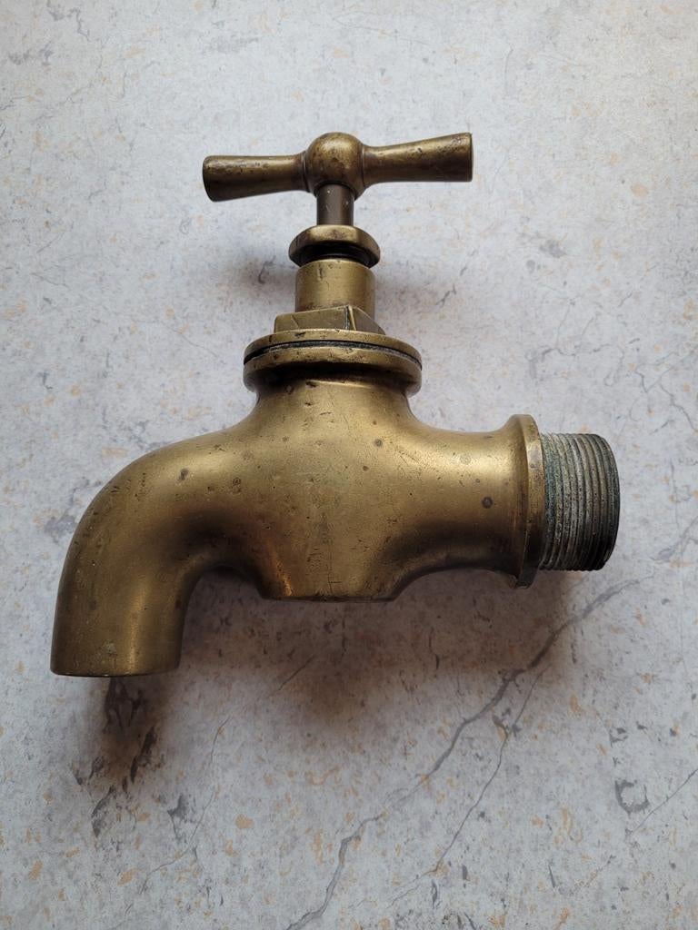 Antieke Messing Kraan - Vintage Waterkraan, Ophalen of Verzenden, Gebruikt