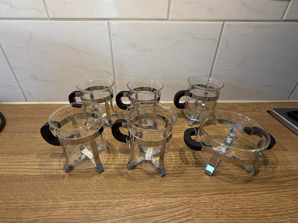 Bodum theeglazen en suikerpot, Ophalen, Glas of Glazen, Gebruikt, Glas