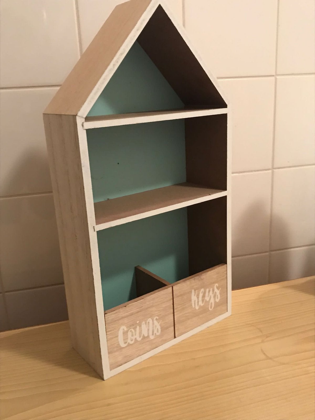 Houten huisje opbergrekje, Ophalen of Verzenden, Zo goed als nieuw