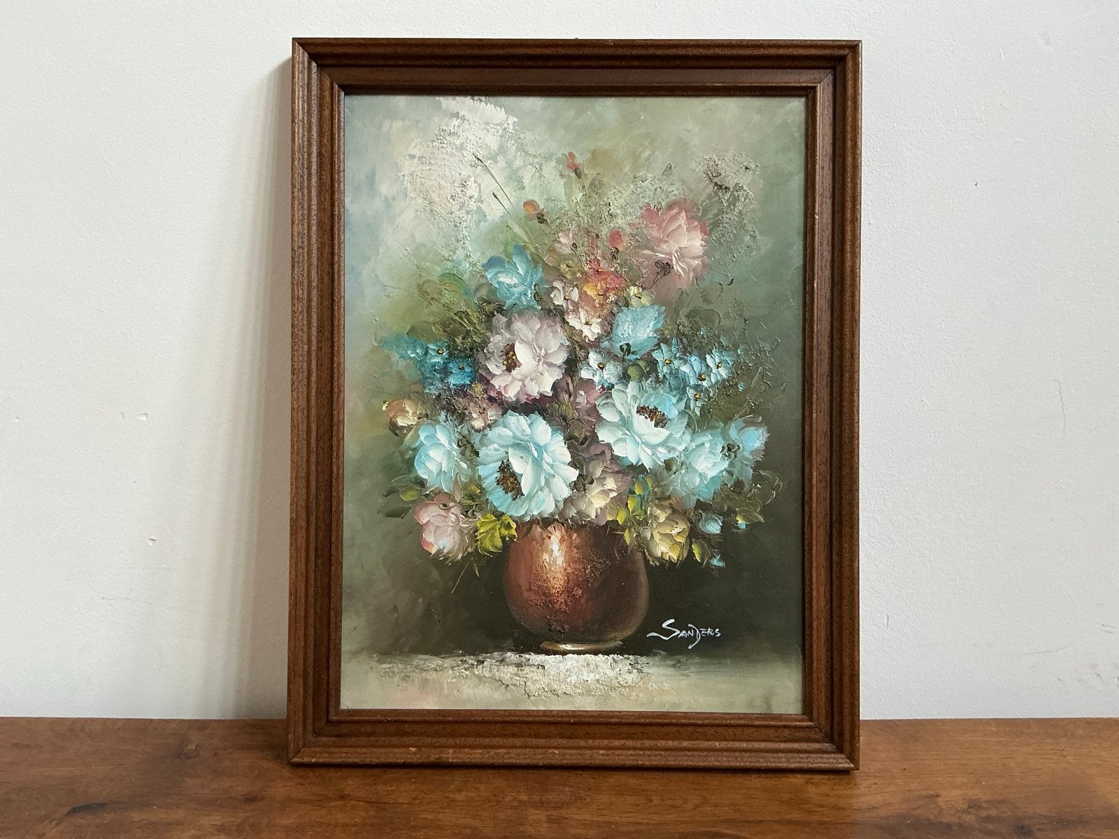 Bloemen schilderij van Edmond Sanders Frankrijk, Bloemen, Doek, Impressionistisch, Ophalen of Verzenden