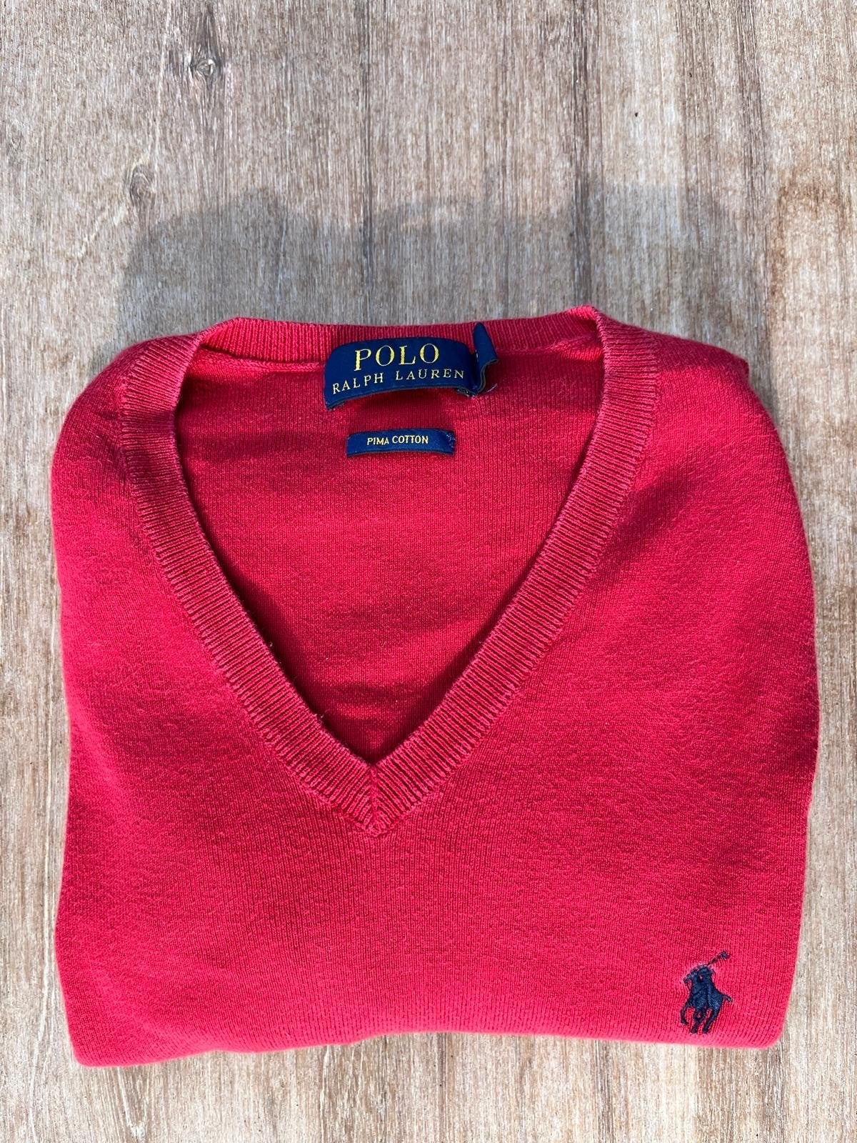 Polo Ralph Lauren V-hals trui - Pima Cotton - Maat S, Ophalen of Verzenden, Zo goed als nieuw, Maat 46 (S) of kleiner, Rood