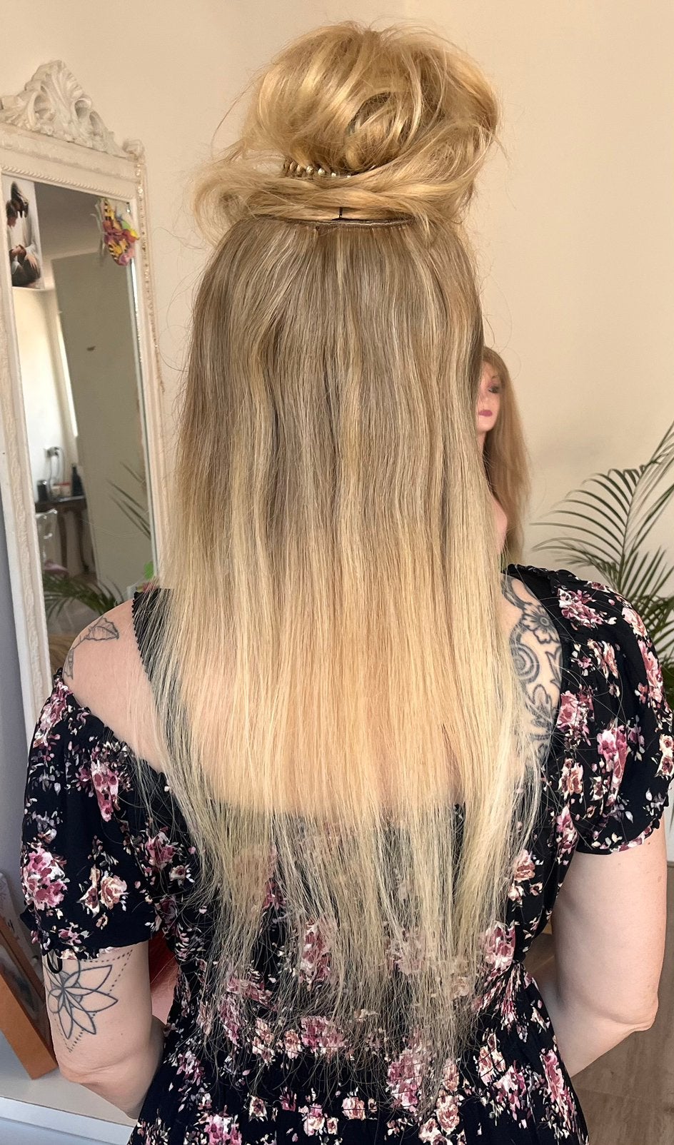 100% echt haar u-part, 55cm, blond balayage, Ophalen of Verzenden, Nieuw, Pruik of Haarverlenging