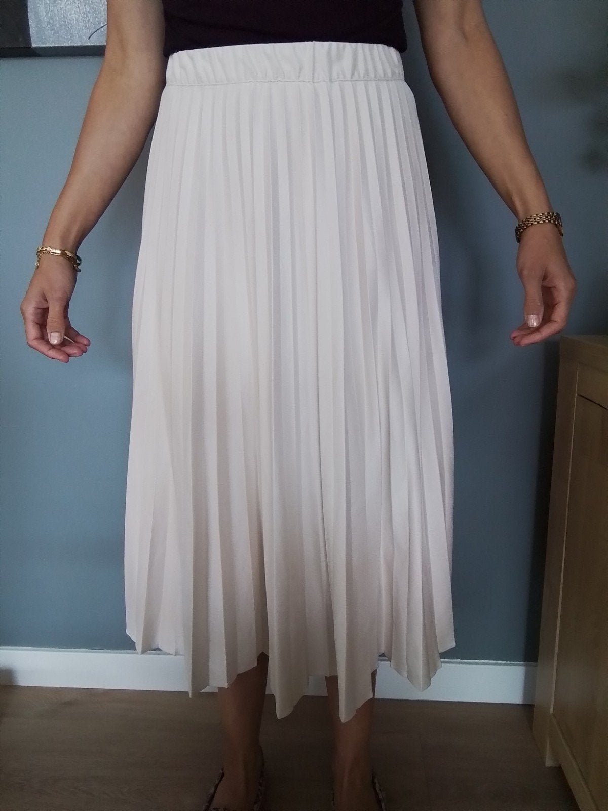 Zgan plissé rok Freequent draagmaat S, Kleding | Dames, Freequent, Beige, Ophalen of Verzenden, Zo goed als nieuw