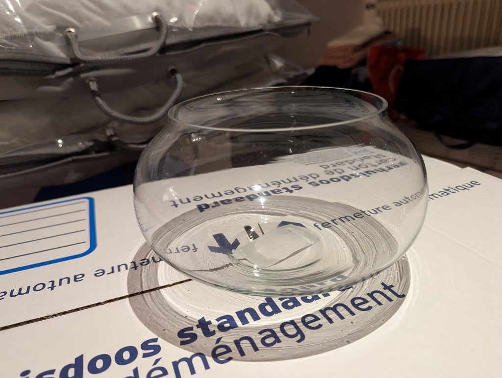 Ronde Glazen vaas/pot - klein, Ophalen of Verzenden, Zo goed als nieuw, Transparant, Glas