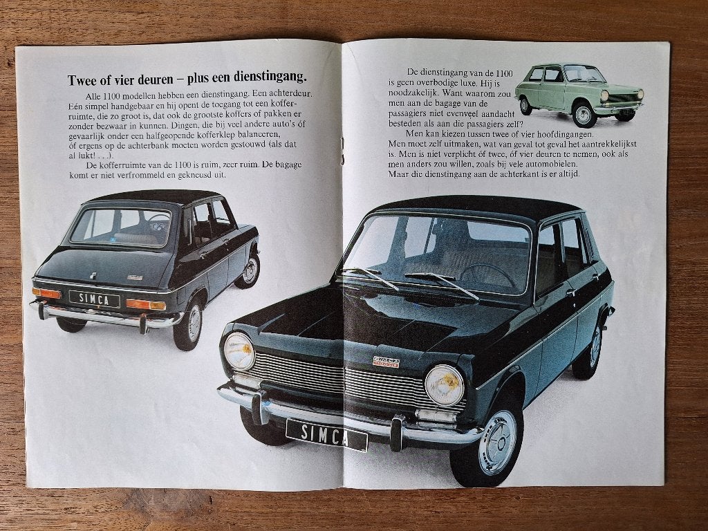 Simca 1100 brochure folder uit 1971, Boeken, Ophalen of Verzenden, Gelezen, Overige merken