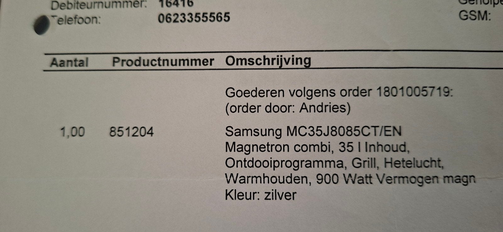 Samsung MC35J8085CT/EN Combimagnetron 35L Zilver, Combimagnetron, Crisp, Gebruikt, Ophalen of Verzenden