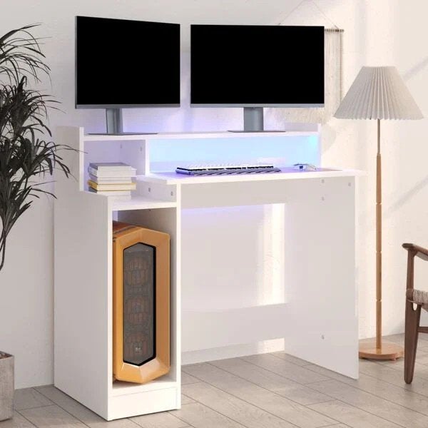 Bureau met LED-verlichting 97x45x90 cm  wit nieuw in doos, Huis en Inrichting, Ophalen, Nieuw