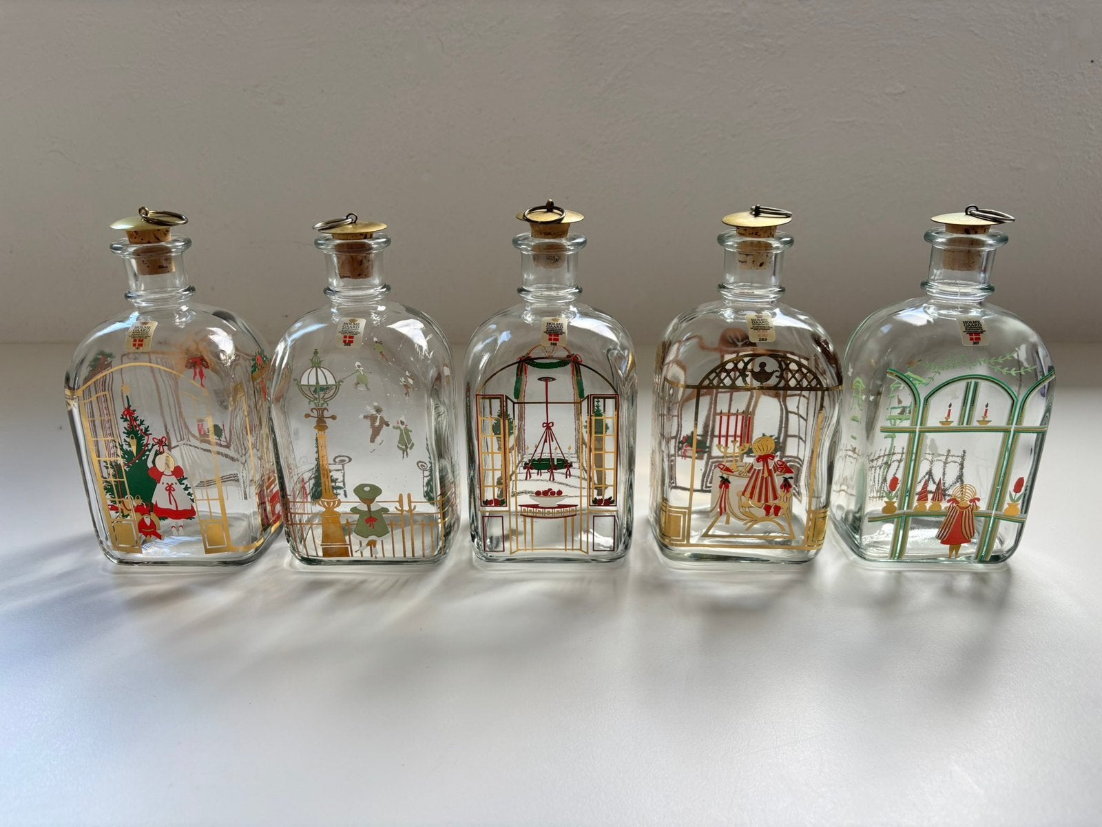 Holmegaard X-mas bottle’s  (5 stuks), Antiek en Kunst, Ophalen of Verzenden