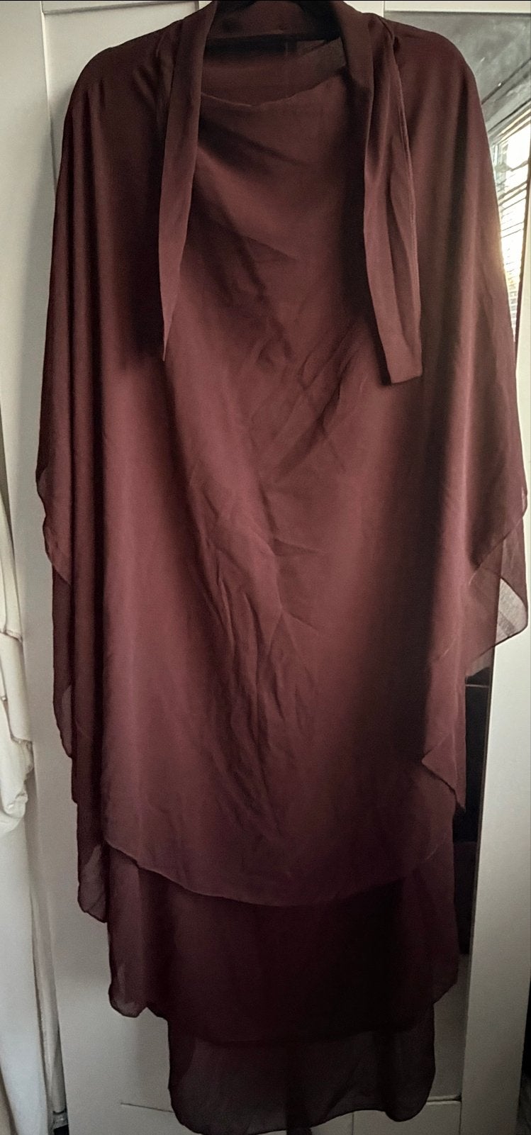 Khimar chocoladebruin dubbelaags!, Verzenden, Nieuw, Bruin, Overige typen