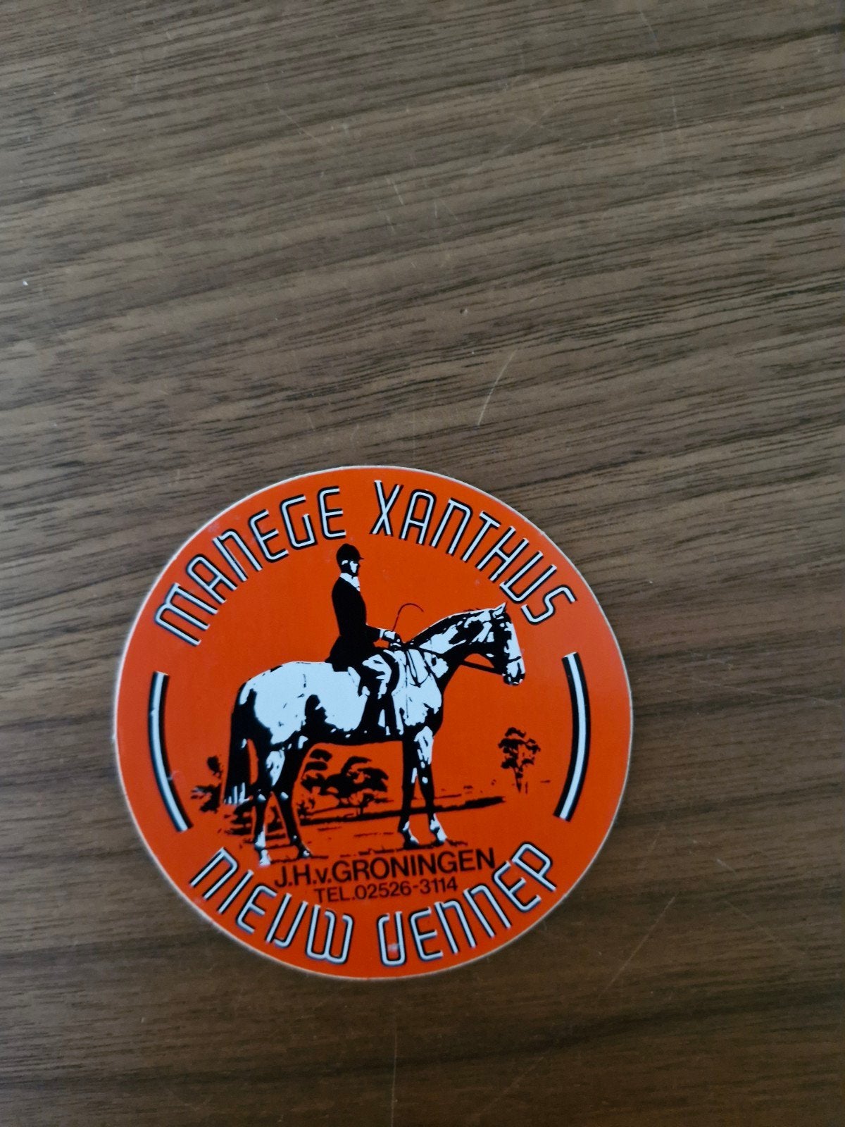 11741 Vintage sticker Manege Xanthus J.H.V. Groningen Nieuw, Ophalen of Verzenden