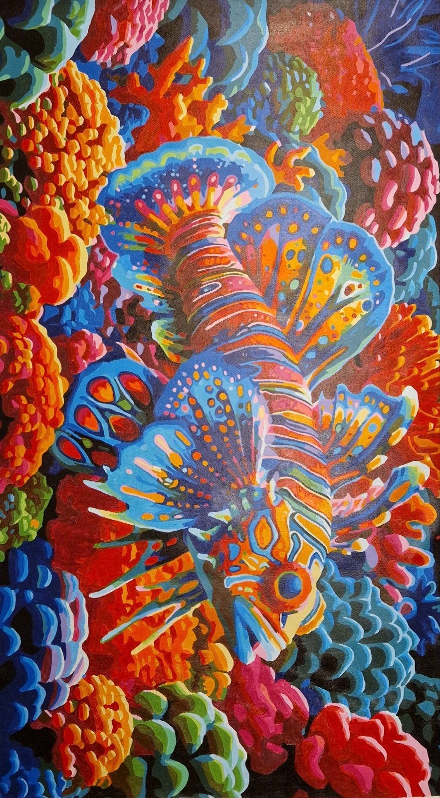 Kleurrijk schilderij op nummer, 70x40 cm, Antiek en Kunst, Kunst | Schilderijen | Modern, Ophalen, Dieren