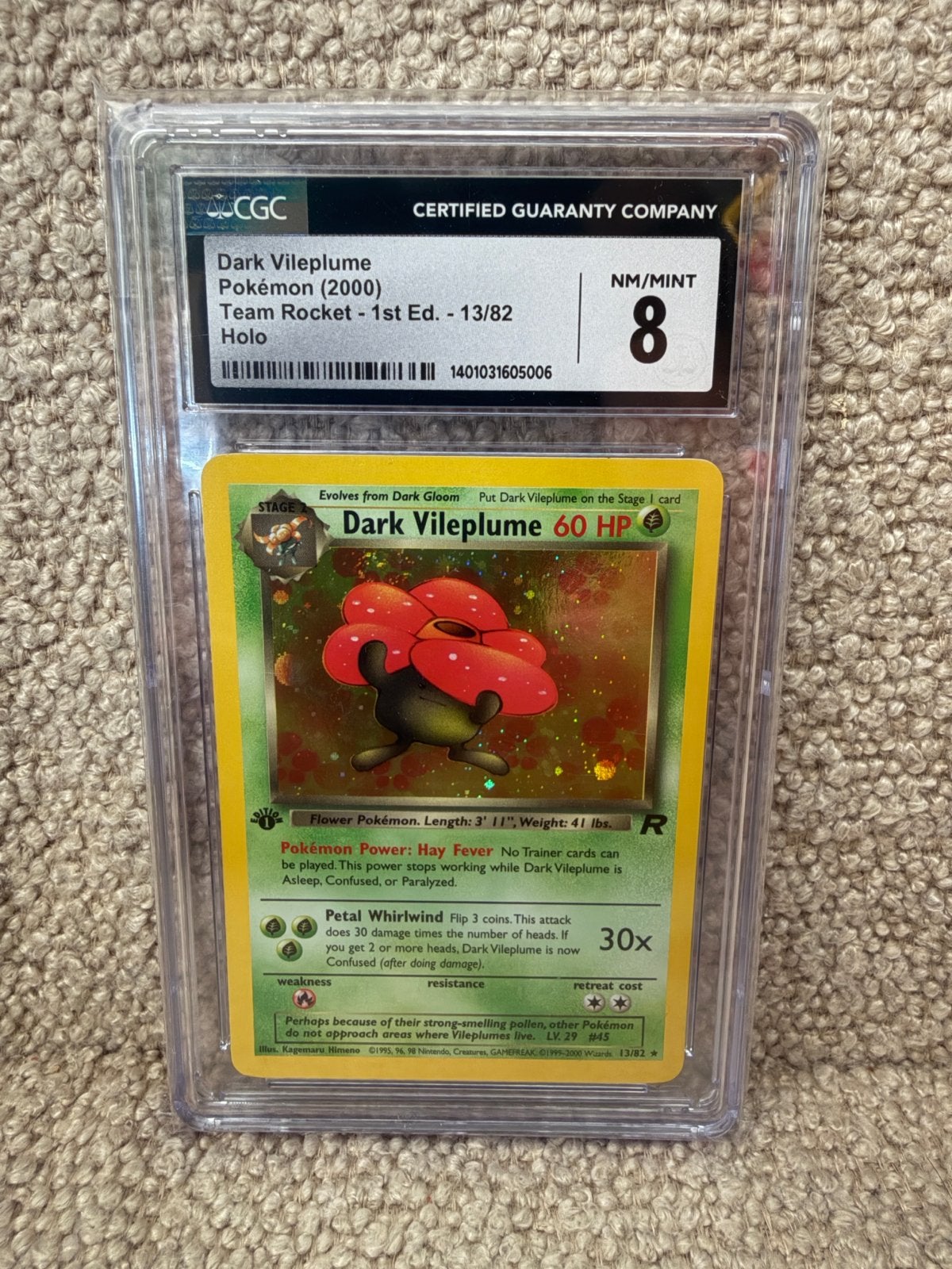 Dark Vileplume Pokémon Kaart (2000) Team Rocket 1st Ed. Holo, Hobby en Vrije tijd, Verzamelkaartspellen | Pokémon, Ophalen of Verzenden