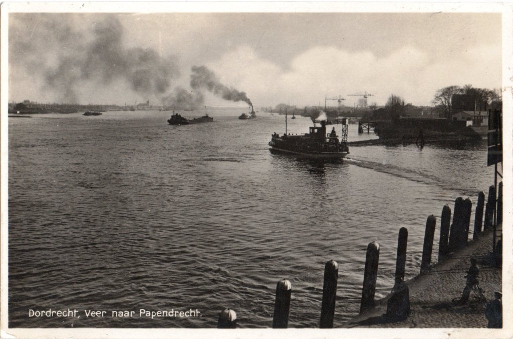 Dordrecht, Veerpont naar Papendrecht. 7072, Verzenden, 1920 tot 1940, Gelopen, Zuid-Holland