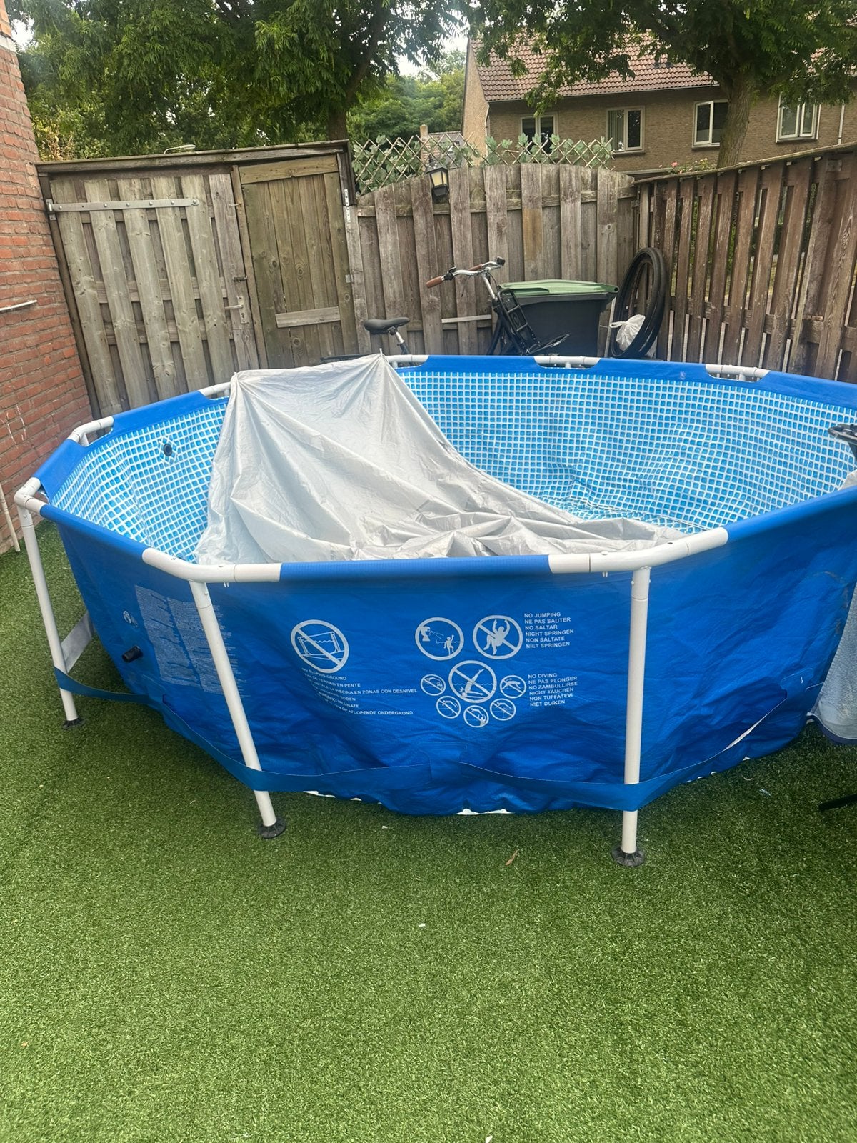 Grote zwembad: 305 cm diamater en 76 cm hoogte, Tuin en Terras, Zwembaden, Ophalen, Gebruikt, Minder dan 80 cm, 300 cm of meer