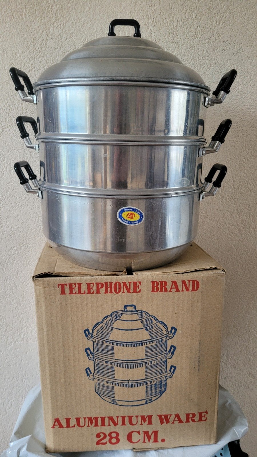 Aluminium stoompan 28 cm - Complete set voor gezond koken, Stapelbaar, Gebruikt, Aluminium, Ophalen of Verzenden