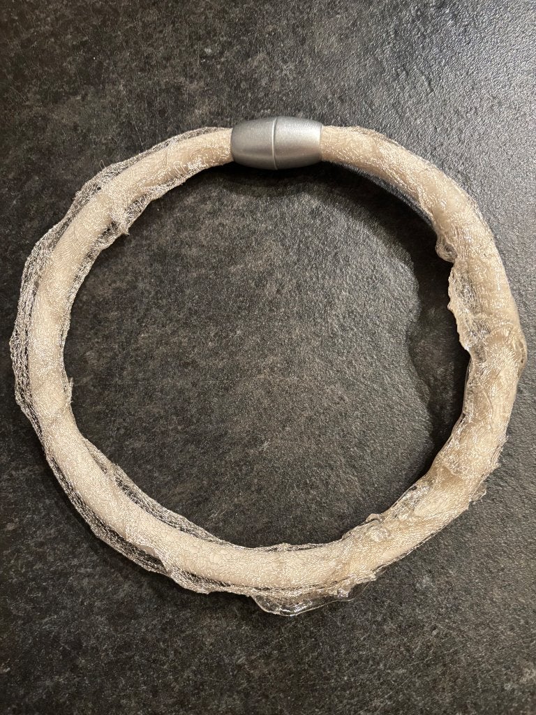 Cautero ketting wit organza, Sieraden, Tassen en Uiterlijk, Kettingen, Verzenden, Nieuw, Wit, Overige materialen