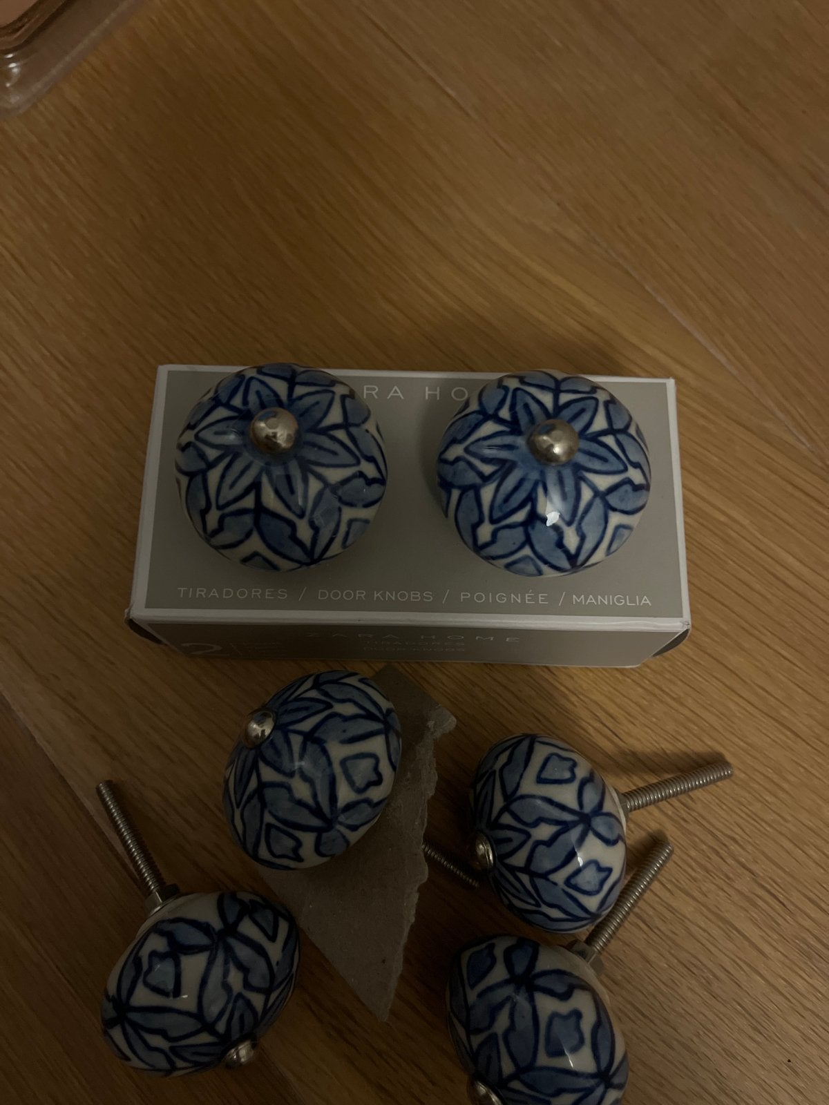 Zara Home keramische deurknoppen - blauw/wit bloemmotief, Ophalen of Verzenden, Zo goed als nieuw
