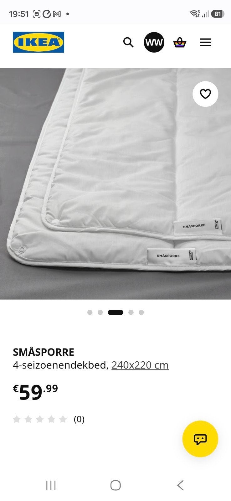 koopje: 4 seizoenen dekbed 240x220 smasporre ikea, Ophalen, Zo goed als nieuw, Tweepersoons