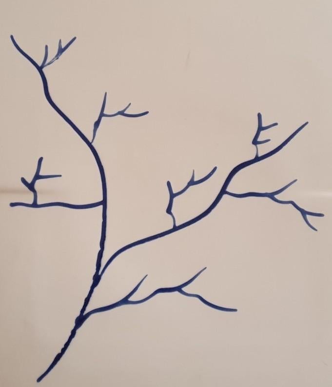 TK TATJANA LIEPE DESIGN SCHAAL BORD VIERKANT WIT MET BLAUWE, Ophalen of Verzenden, Zo goed als nieuw, Vierkant, Porselein of Keramiek