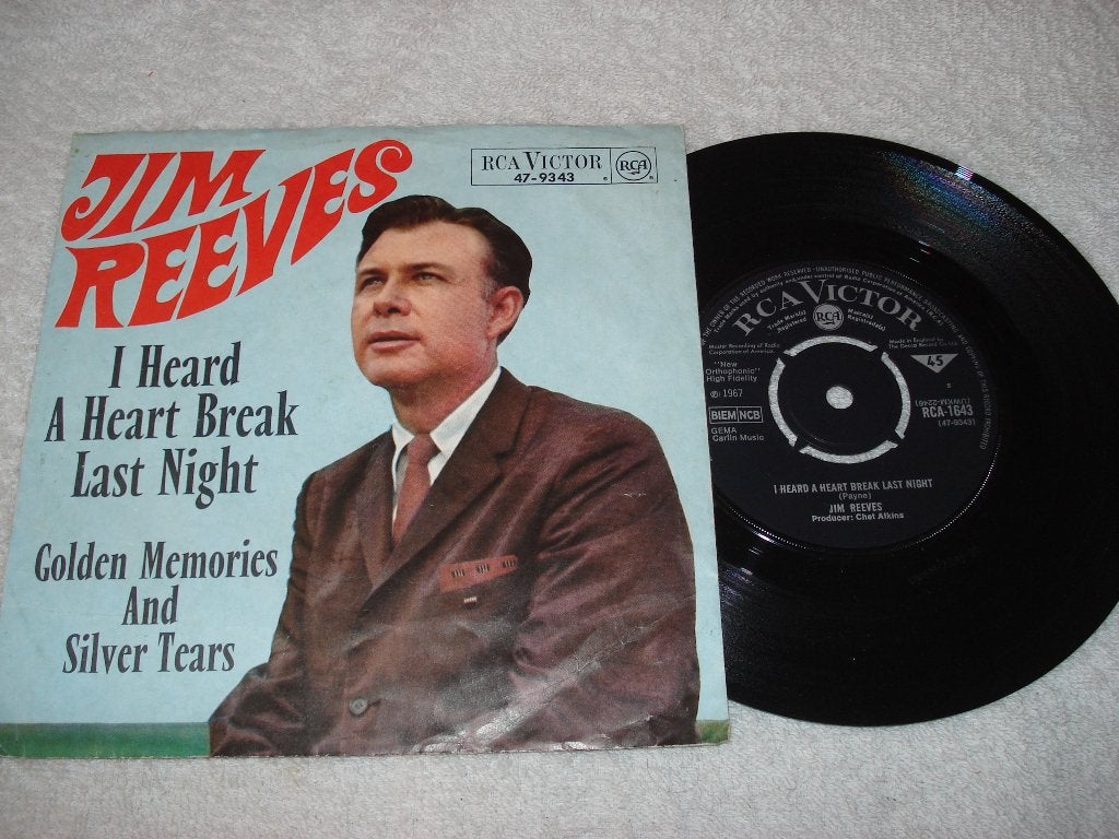 Jim Reeves  I heard a Heart Break Last Night  UK   Orgineel, Originele persing, Ophalen of Verzenden, Zo goed als nieuw, Country en Western