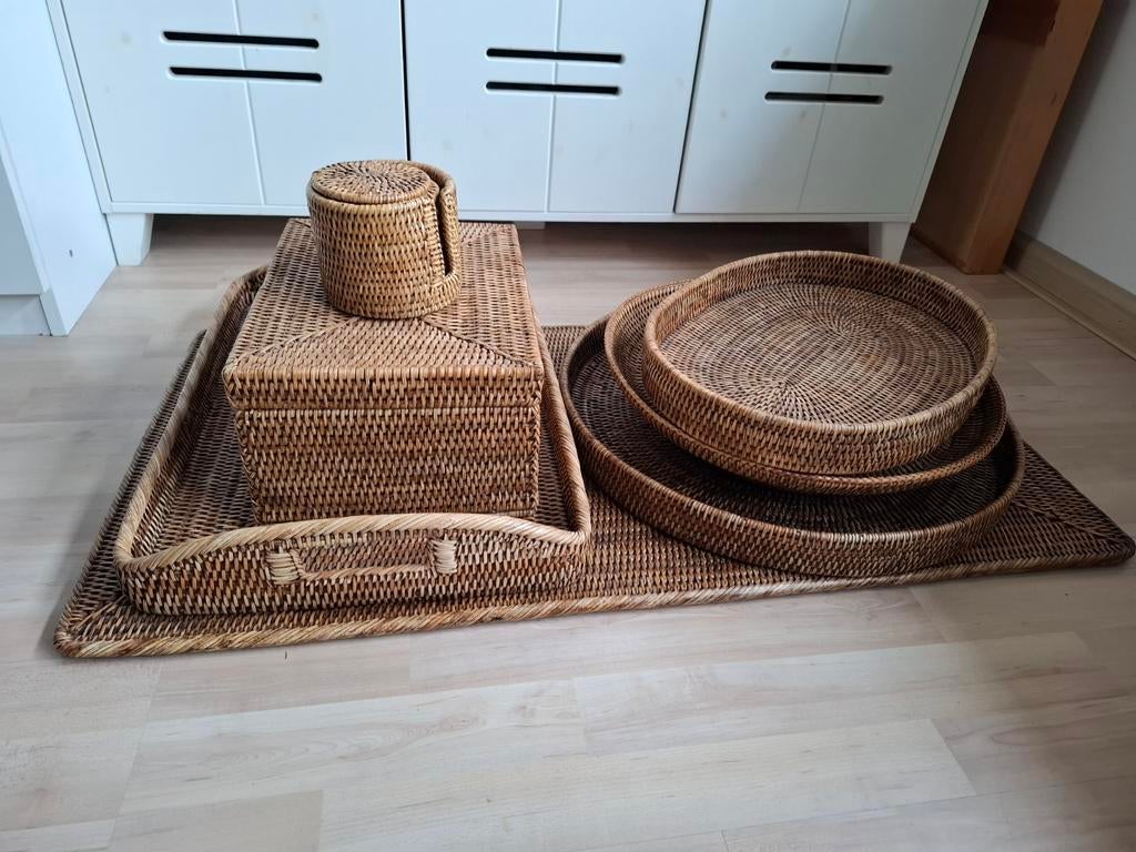 9-delige Birma rotan/rieten set, Ophalen, Gebruikt, Mand, Riet