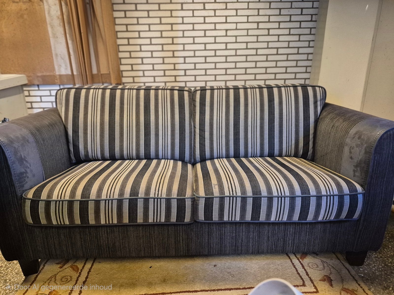 Bank met 2 bijpassende stoelen, Huis en Inrichting, Banken | Bankstellen, Ophalen, Gebruikt, Klassiek, Gestreepte bekleding, 150 tot 200 cm