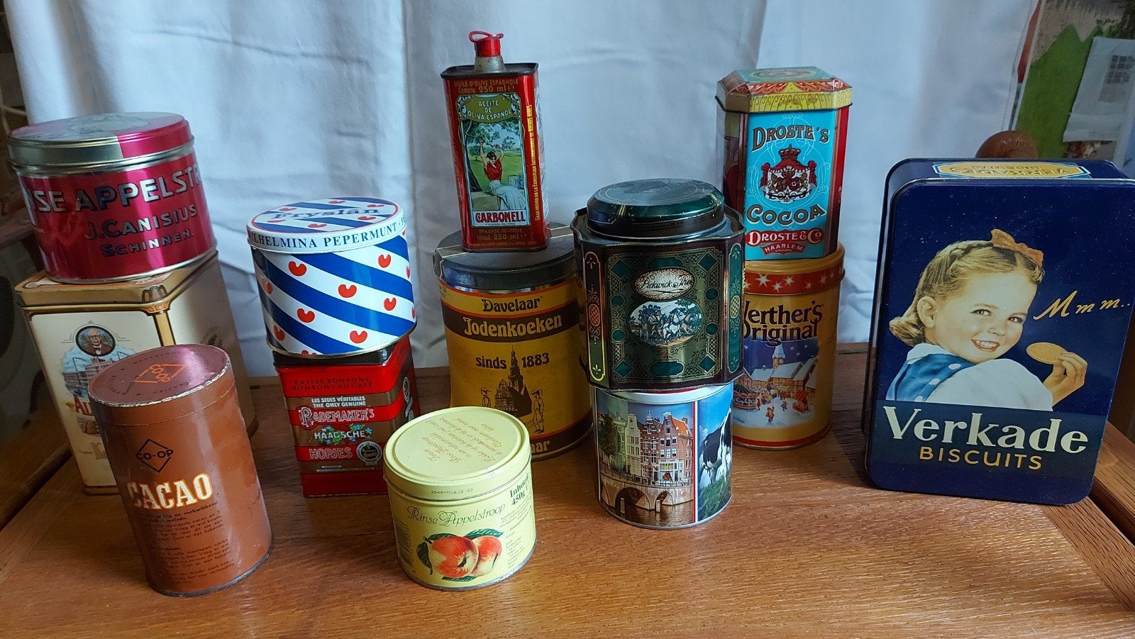 Collectie van diverse oude en nieuwe blikken, Ophalen of Verzenden, Gebruikt, Overige, Overige merken