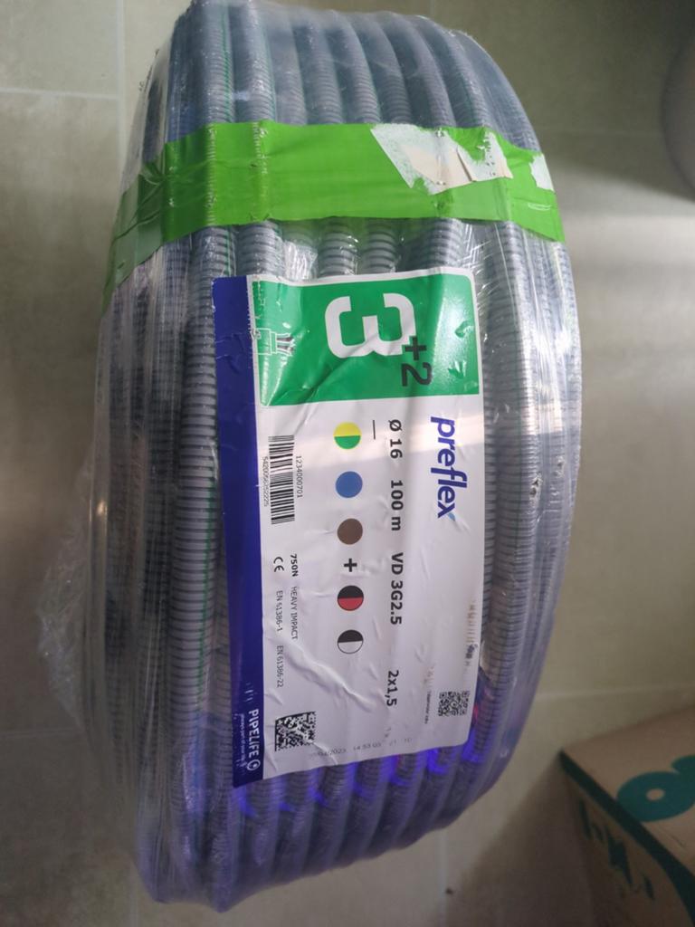 Pipelife Preflex 3x2,5 + 2x1,5 kabel 100m, Ophalen of Verzenden