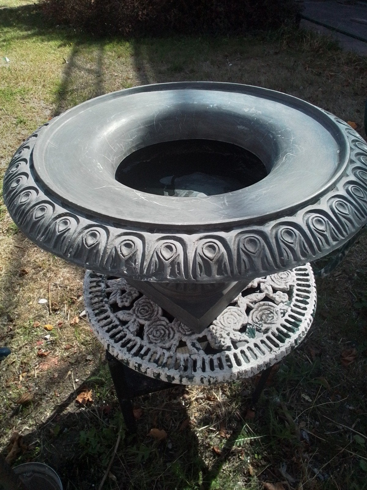 Grote polyester bloembak 30 cm hoog, 55 cm breed, Ophalen, Kunststof, Gebruikt, Minder dan 60 cm