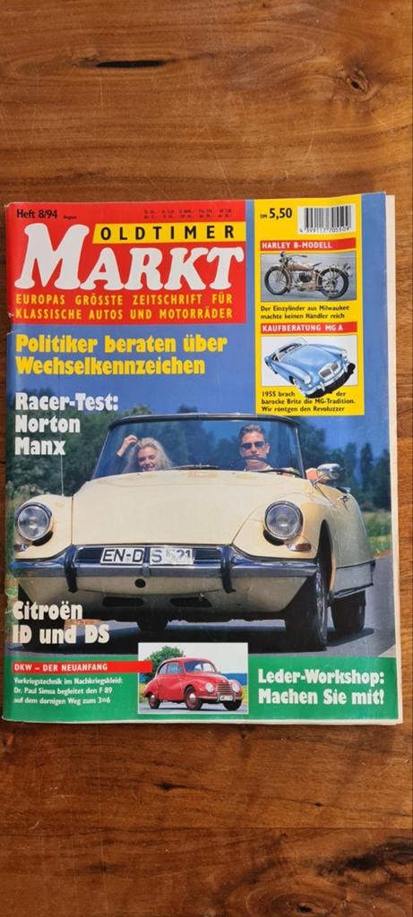 Oldtimer Markt Magazine 8/94 - Citroën ID en DS, Ophalen of Verzenden, Zo goed als nieuw, Citroën, Diverse