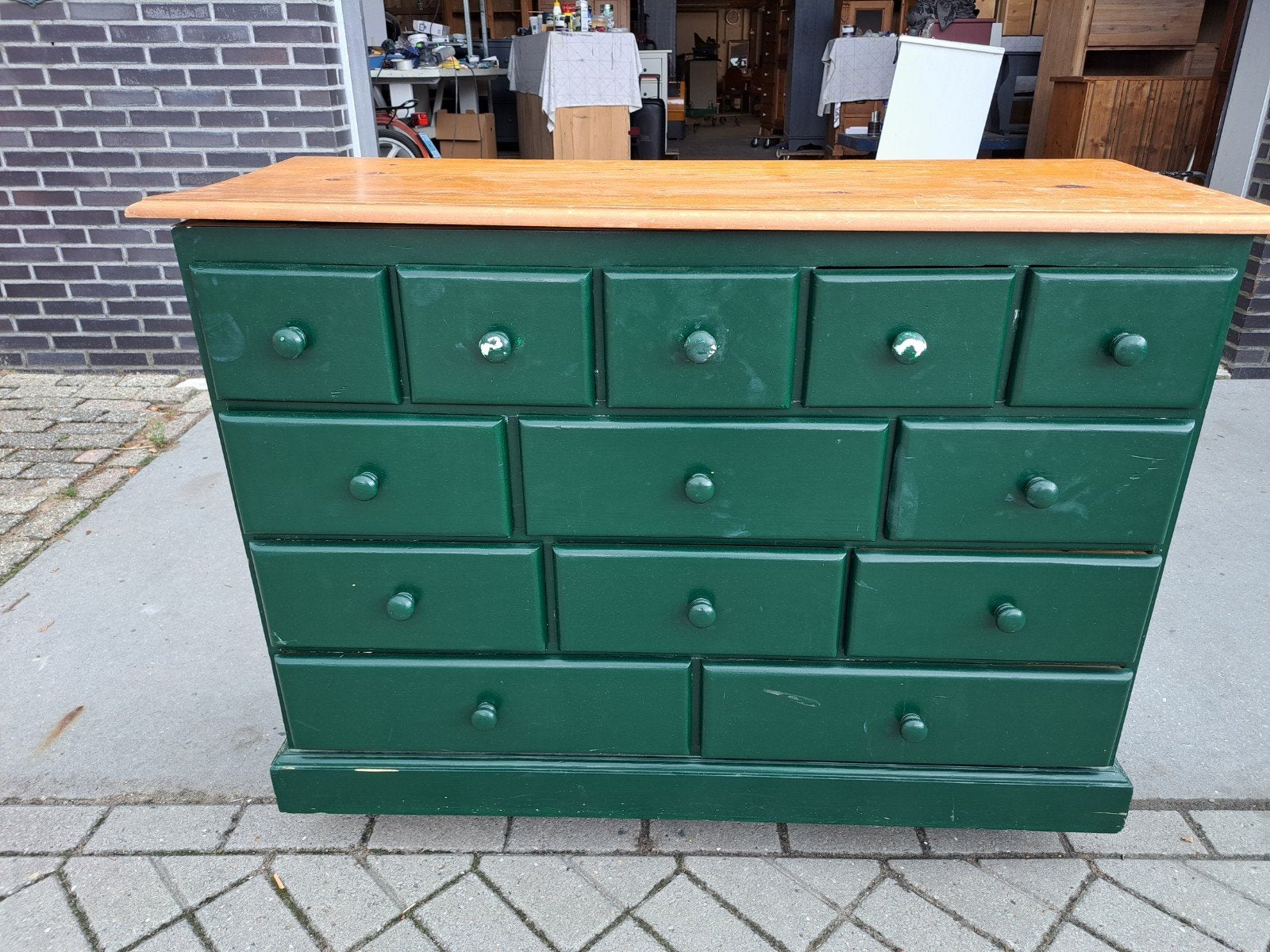 groene ladekast om te pimpen commode, Gebruikt, 100 tot 150 cm, 5 laden of meer, Ophalen of Verzenden