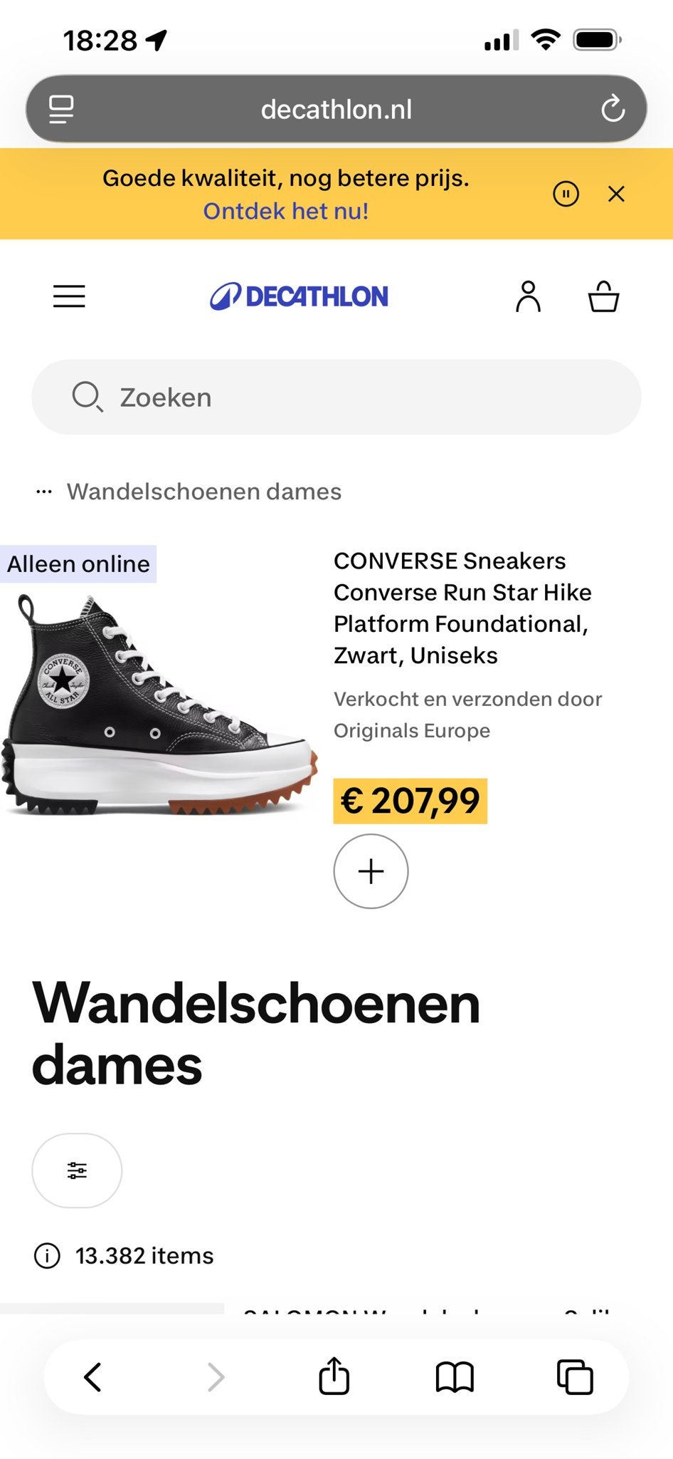 Converse Run Star Hike Platform Foundational Zwart Uniseks, Ophalen of Verzenden, Nieuw, Zwart, Sneakers of Gympen