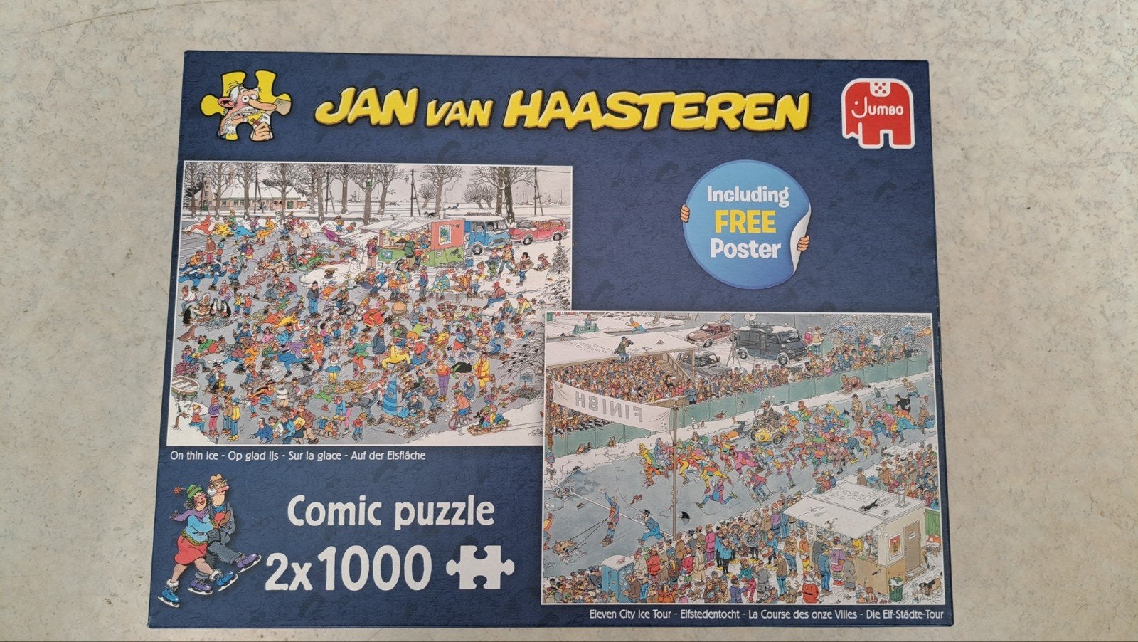 Jan van haasteren, Op glad ijs/ Elfstedentocht, Ophalen of Verzenden, 500 t/m 1500 stukjes, Gebruikt, Legpuzzel