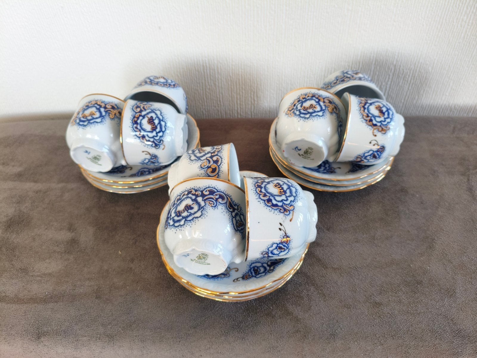 Apulum porselein, 9 kop en schotels, vintage, Ophalen of Verzenden
