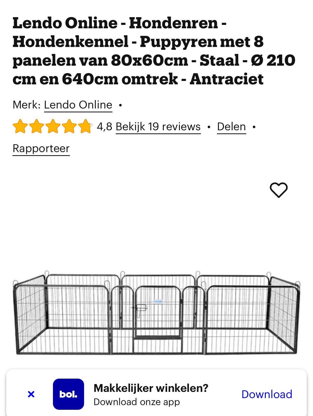 Honden kennel, Ophalen, Hondenkennel, 110 cm of meer, 65 tot 100 cm