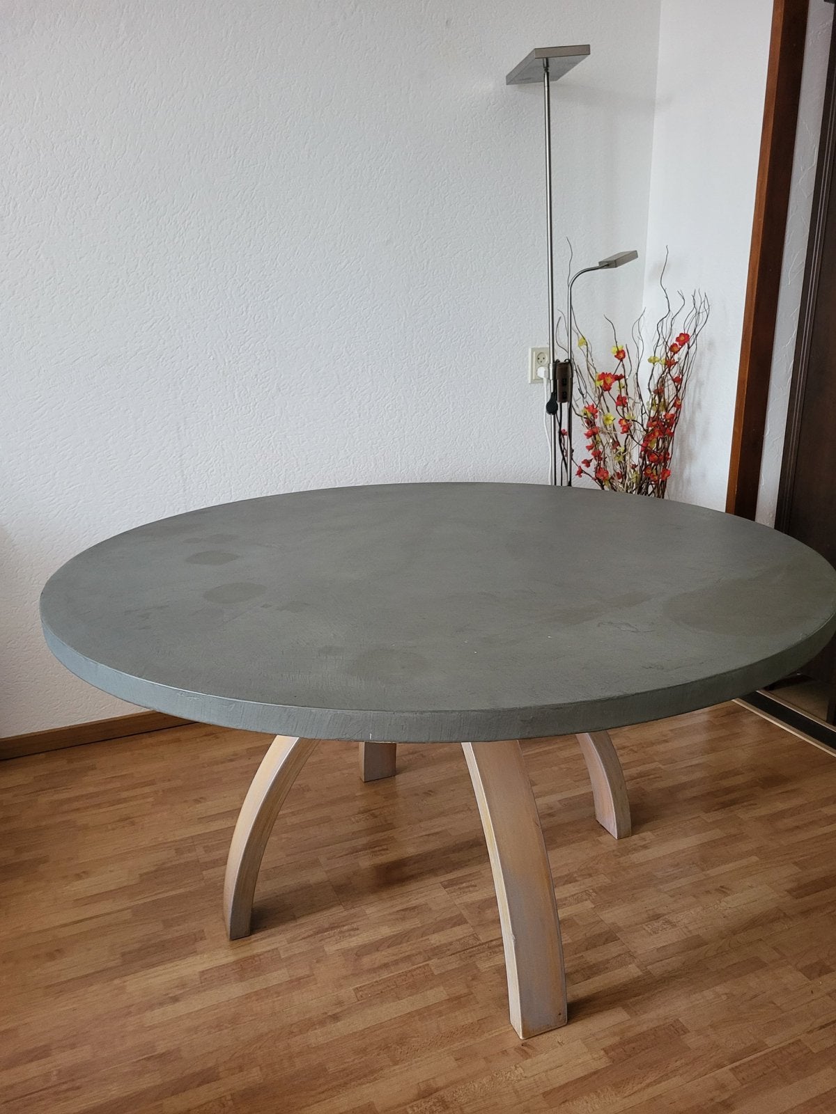 Unieke handgemaakte ronde tafel - 180 cm diameter, Huis en Inrichting, Tafels | Eettafels, Ophalen, Gebruikt, 150 tot 200 cm, Rond