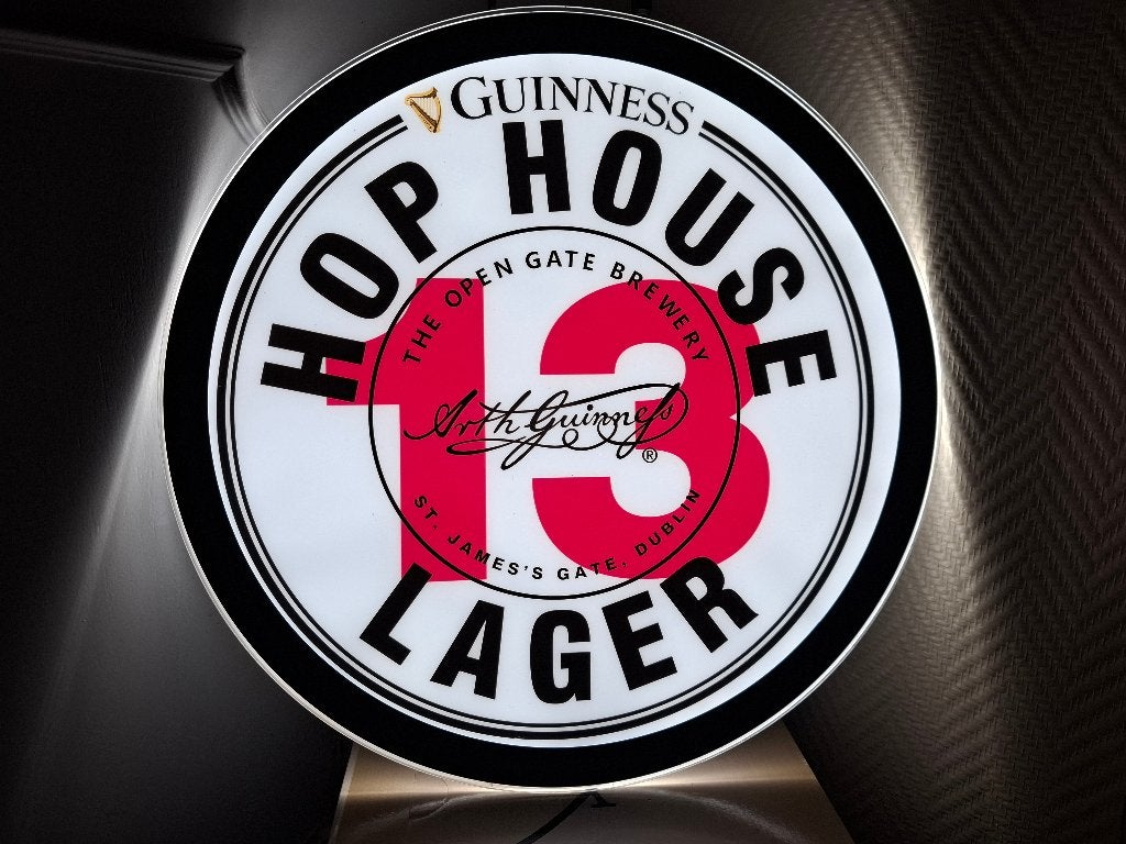 Zeldzame lichtreclame Guinness Hop House, Verzamelen, Ophalen of Verzenden, Nieuw, Lichtbak of (neon) lamp