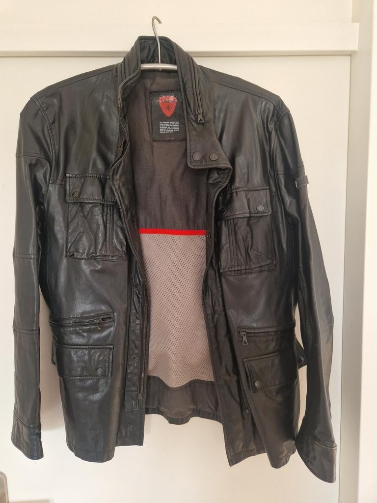 Strellson stijlvolle Zwarte Leren Jas met Zakken, Kleding | Heren, Jassen | Zomer, Strellson, Maat 48/50 (M), Zwart, Ophalen of Verzenden