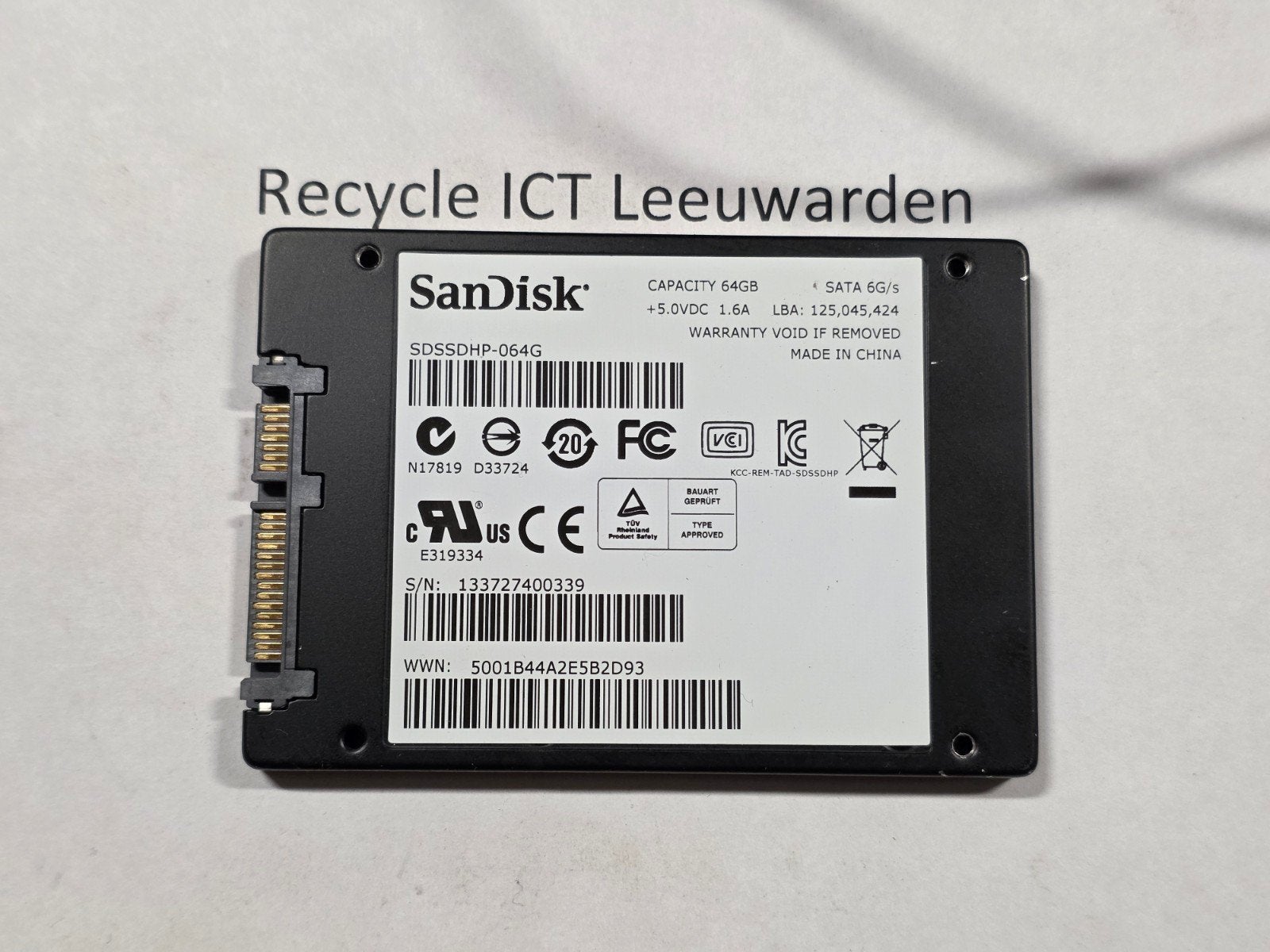Sandisk 64gb laptop ssd hdd hardeschijf sdssdhp-064g, Intern, Gebruikt, ., .