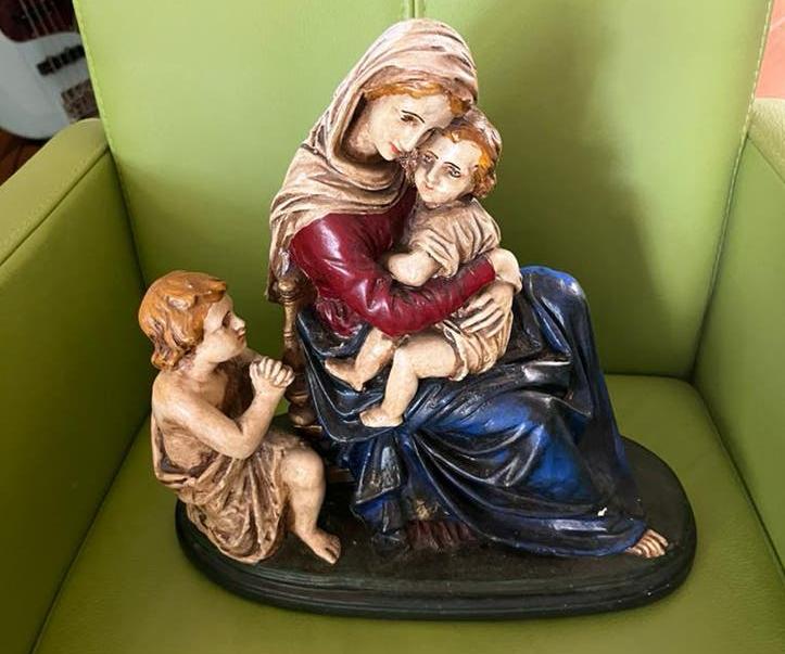 Antiek Gipsen Beeld. Maria met Kind, Ophalen of Verzenden