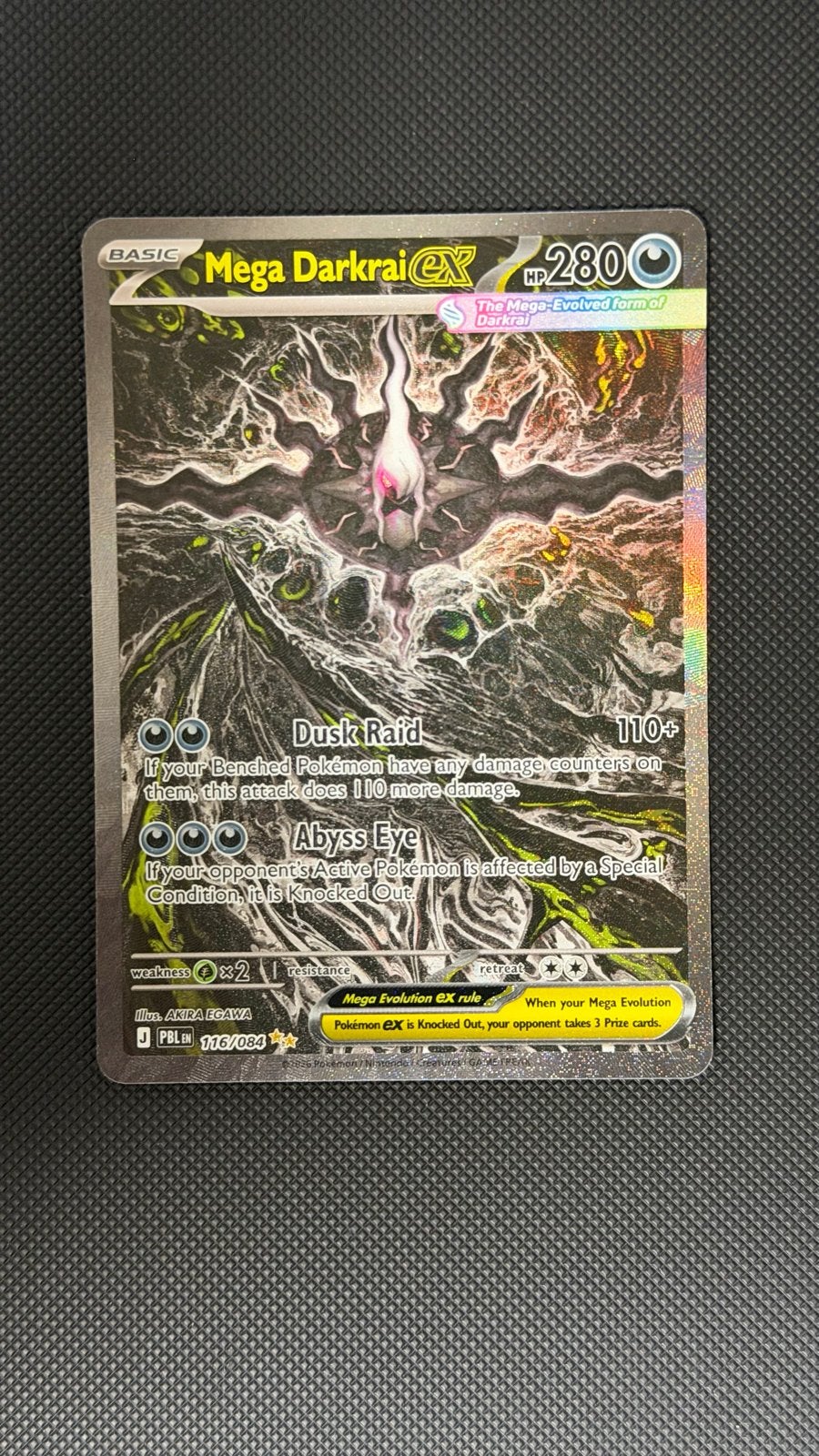 Mega Darkrai ex 116/084 (PBL) - Mint, Ophalen of Verzenden, Zo goed als nieuw, Losse kaart, Foil