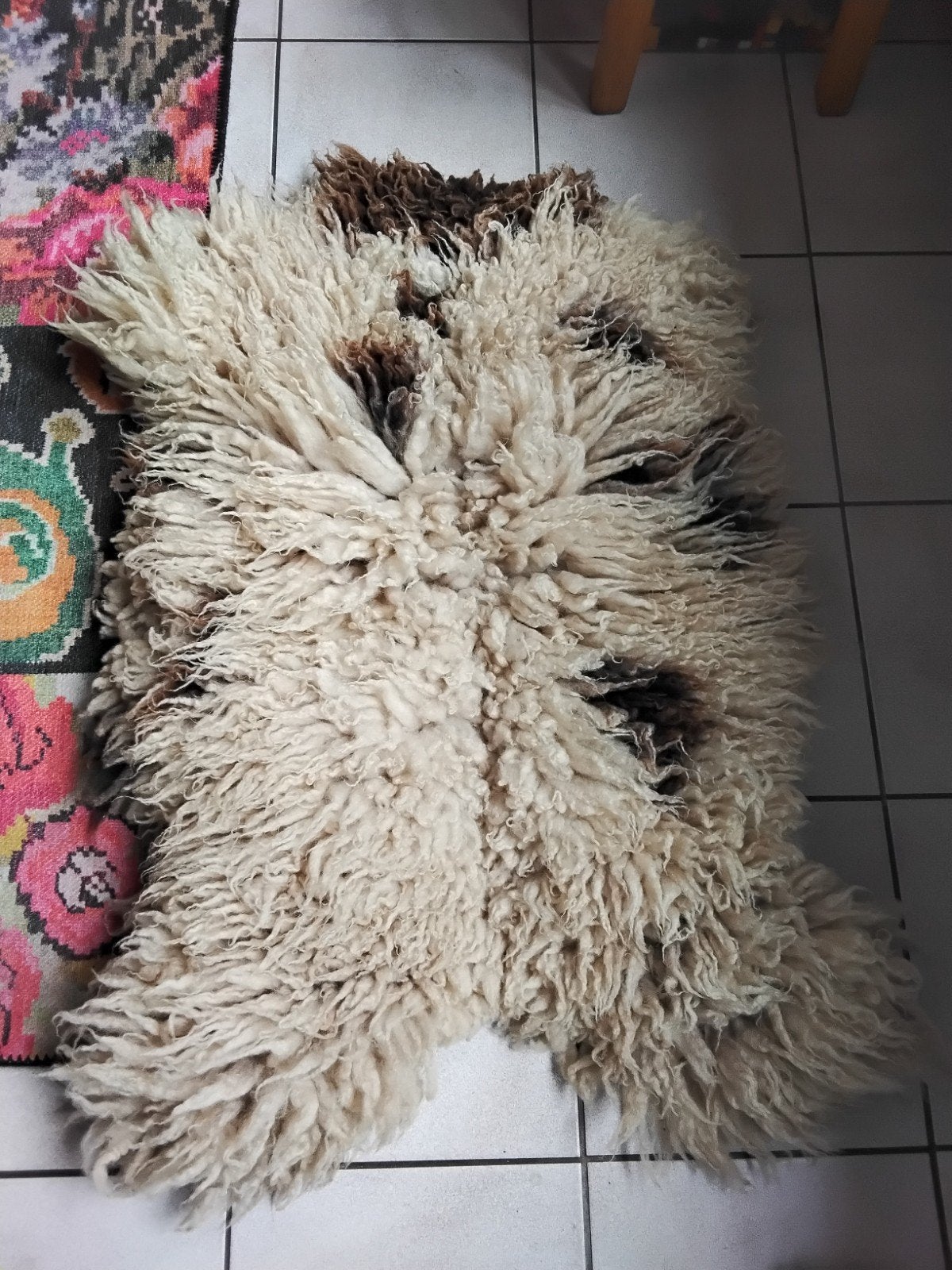 Schapenvacht vloerkleed - Crème/Bruin, diervriendelijk., Ophalen of Verzenden, Bruin, Rechthoekig, 100 tot 150 cm